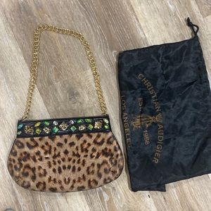 Christian Audigier leopard handbag with dust bag